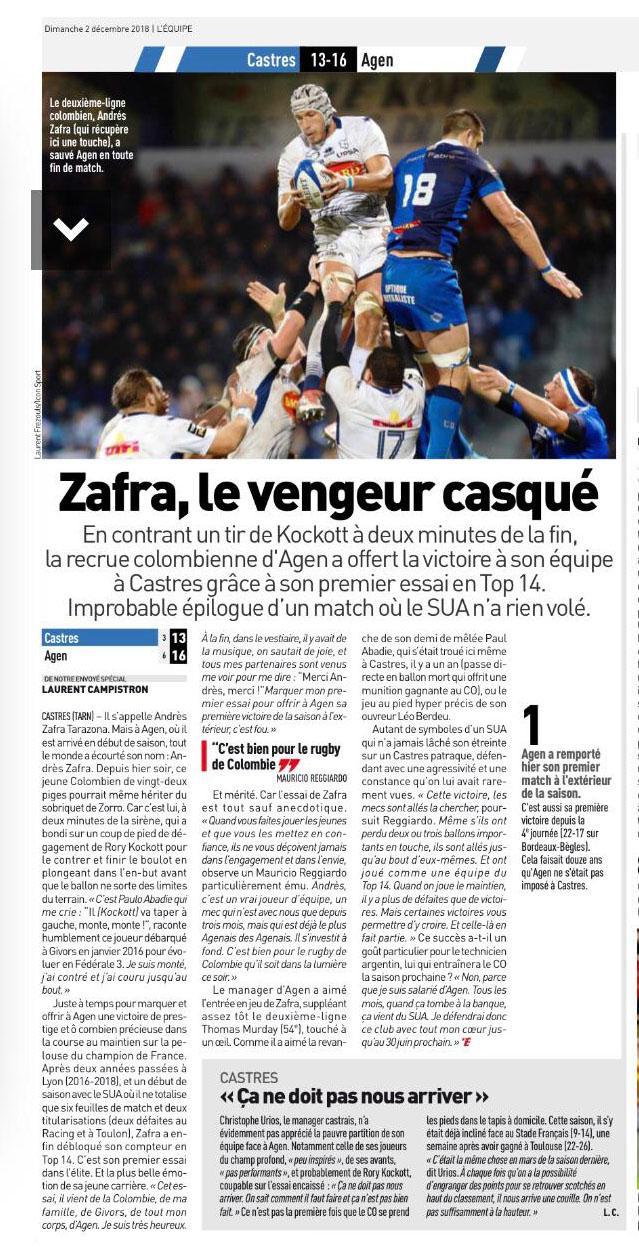 Article L Equipe Andres Zafra